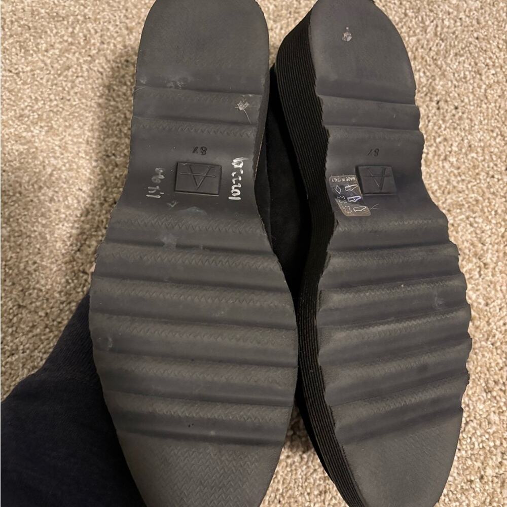Aquatalia Black Suede Slip On Platform Loafers Size 8.5 - Picture 8 of 9